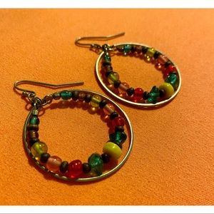 Multicolor Beaded Hoop Earrings